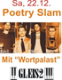 Die Poetry-Slam-Gruppe “Wortpalast” tritt am 22.12. im Gleis 2 auf!